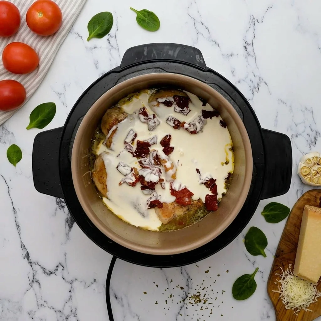 biult cream sauce in the pot