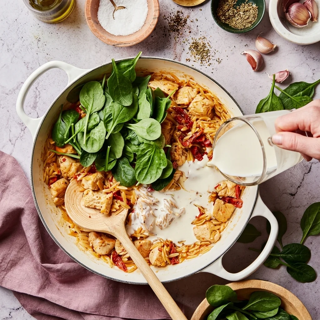 add spinach in the marry me chicken orzo