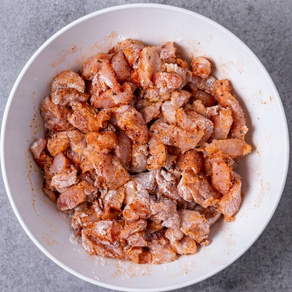 coated with salt, pepper, garlic powder, smoked paprika, and cornstarch