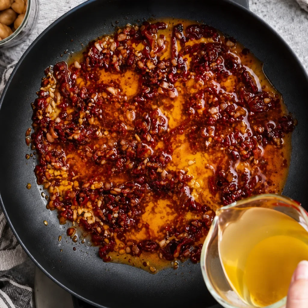 add oil in sauce